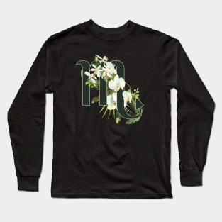 Scorpio Horoscope Zodiac White Orchid Design Long Sleeve T-Shirt